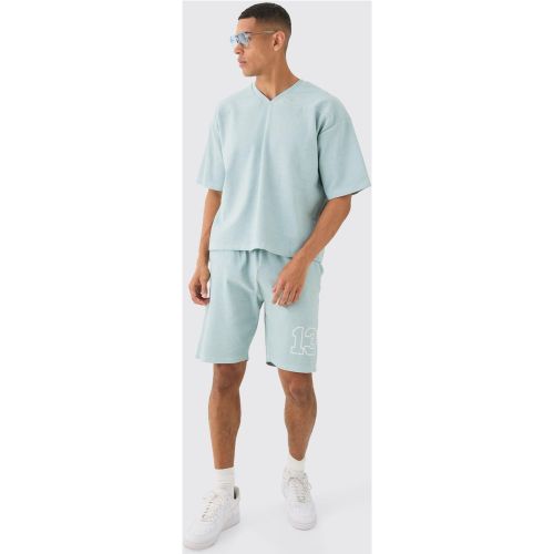 Ensemble côtelé avec sweat à manches 3/4 et short - S - Boohooman - Modalova