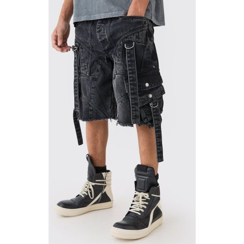 Bermuda oversize en jean à boucle - 28 - Boohooman - Modalova