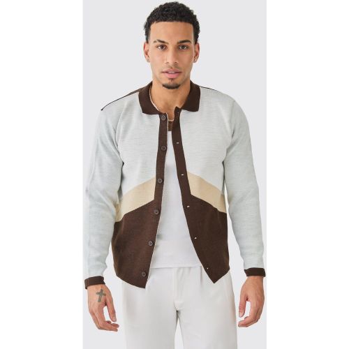 Chemise color block en maille à manches longues homme - M - Boohooman - Modalova