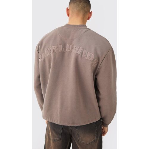 Bomber oversize délavé en jersey à écusson homme - S - Boohooman - Modalova