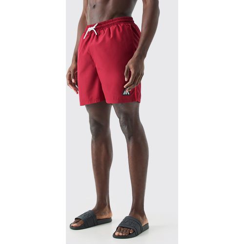 Short de bain mi-long à surpiqûres triangle - MAN - L - Boohooman - Modalova