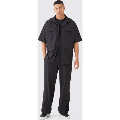 Ensemble léger avec chemise stretch et pantalon fendu - XS - Boohooman - Modalova