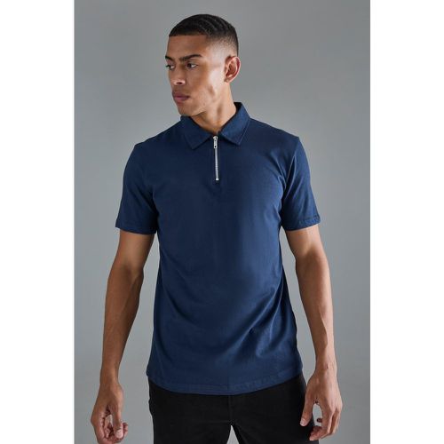 Polo cintré à col zippé - L - Boohooman - Modalova