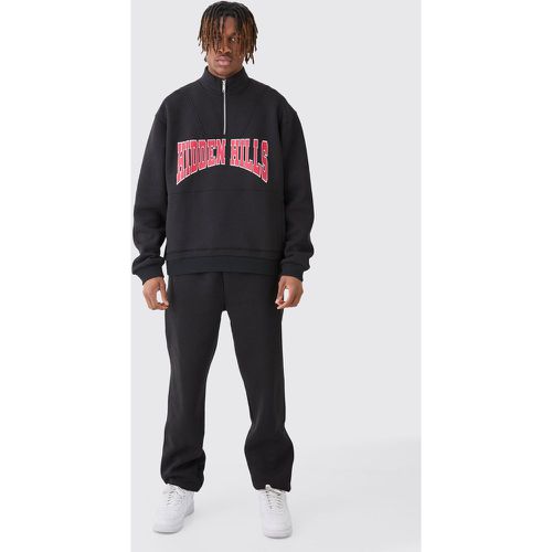 Tall Oversized Boxy 1/4 Zip Varsity Sweatshirt Tracksuit - Boohooman - Modalova