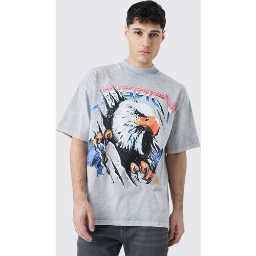 Oversized Eagle Graphic Acid Wash Heavyweight T-shirt - Boohooman - Modalova