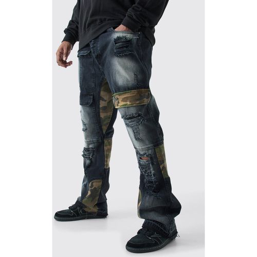 Plus Slim Rigid Flare Camo Repair Cargo Jeans homme - 40 - Boohooman - Modalova