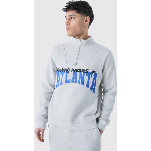 Sweat universitaire à col zippé et slogan Atlanta homme - S - Boohooman - Modalova