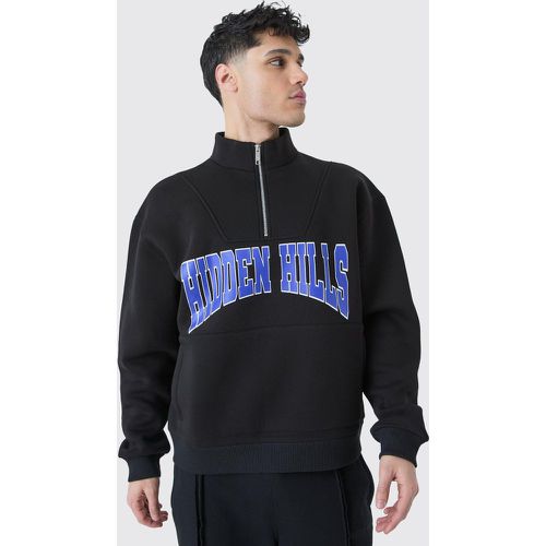 Sweat oversize universitaire à col zippé homme - S - Boohooman - Modalova