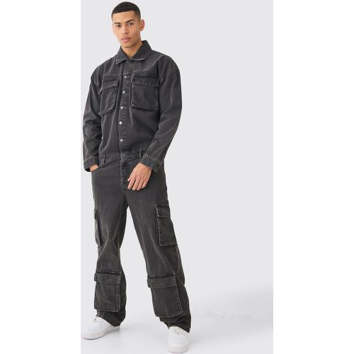 Combinaison oversize en jean à poches cargo - S - Boohooman - Modalova