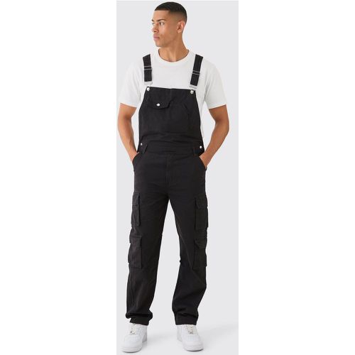 Washed Twill Multi Cargo Pocket Relaxed Fit Dungarees - Boohooman - Modalova