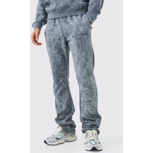 Stacked Distressed Applique Washed Joggers - Boohooman - Modalova