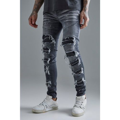 Tall - Jean super skinny déchiré et réparé à taches de peinture - 34 - Boohooman - Modalova