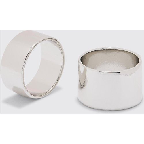 Pack Brushed Metal Rings In Silver - - S/M - Boohooman - Modalova