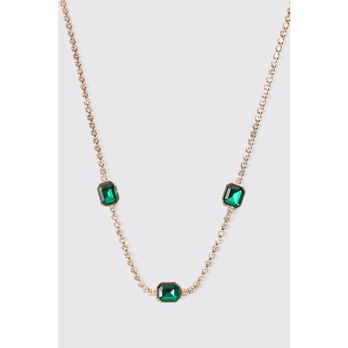 Contrast Stone Iced Necklace In Green - Boohooman - Modalova