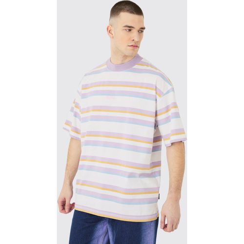 Tall Oversized Carded Heavy Striped Ofcl T-shirt - Boohooman - Modalova