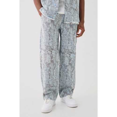 Jean large en denim à imprimé tapisserie - 28 - Boohooman - Modalova