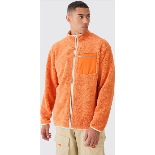 Veste oversize en faux mouton à empiècement contrastant homme - S - Boohooman - Modalova