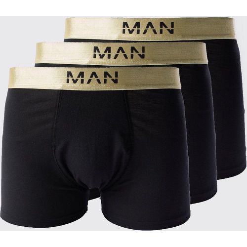 Pack Man Dash Gold Waistband Boxers In Black - Boohooman - Modalova