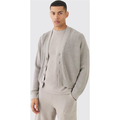 Cardigan oversize côtelé en maille chenille - L - Boohooman - Modalova