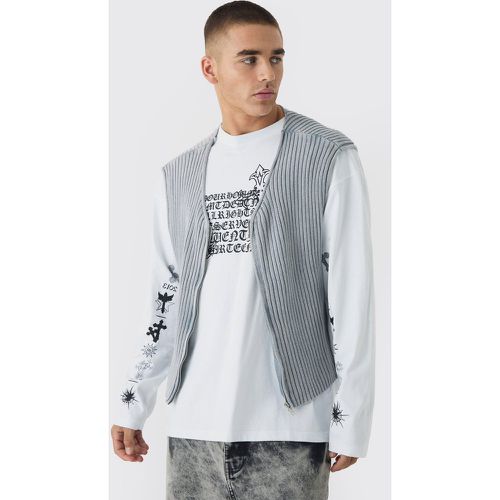 Veste oversize côtelée sans manches - L - Boohooman - Modalova