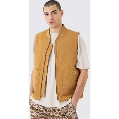 Veste en twill zippée sans manches - L - Boohooman - Modalova