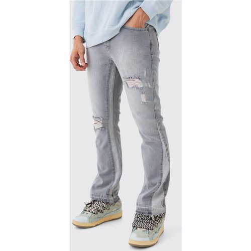 Slim Flare Distressed Panel Jeans - - 30R - Boohooman - Modalova