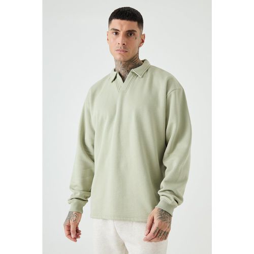 Tall Oversized Revere Rugby Sweatshirt Polo - Boohooman - Modalova