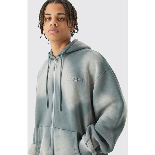 Sweat à capuche oversize zippé délavé - MAN homme - M - Boohooman - Modalova