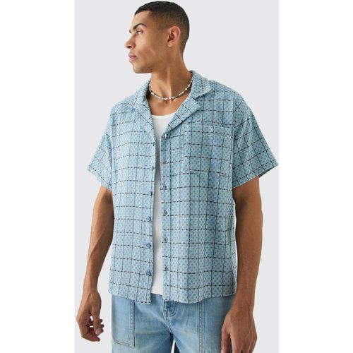 Boxy Textured Grid Check Shirt - Boohooman - Modalova