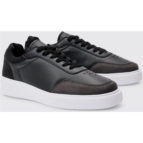 Chunky Sole Trainer With Contrast Upper In Black - Boohooman - Modalova