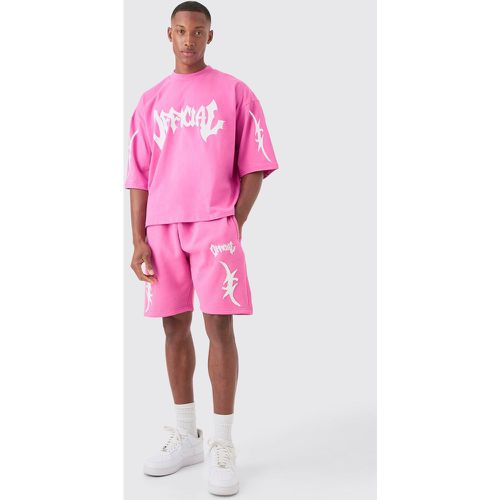 Ensemble oversize épais avec t-shirt à écussons - XL - Boohooman - Modalova