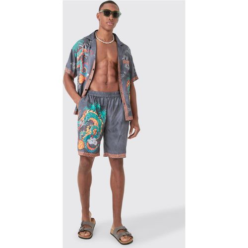 Ensemble en viscose avec chemise dragon et short - L - Boohooman - Modalova