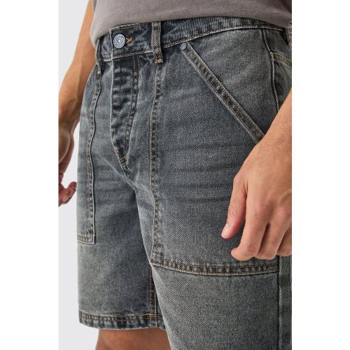 Short slim en jean à coutures contrastantes - 32 - Boohooman - Modalova