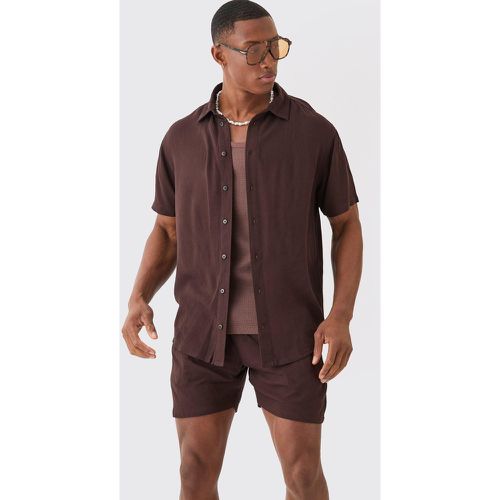 Ensemble texturé avec chemise et short - S - Boohooman - Modalova