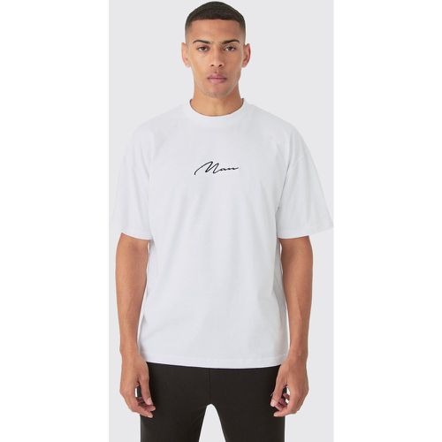 T-shirt épais oversize à logo signature - MAN - L - Boohooman - Modalova