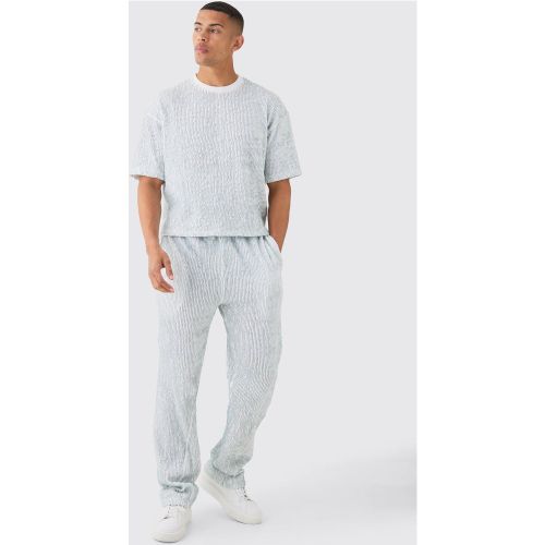 Ensemble bicolore avec t-shirt plissé et pantalon - S - Boohooman - Modalova