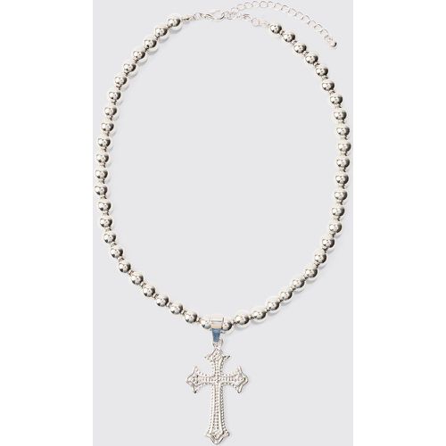 Collier perlé é à pendentif croix - ONE SIZE - Boohooman - Modalova