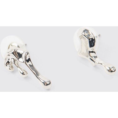 Pair Of Drip Metal Earrings In Silver homme - Boohooman - Modalova