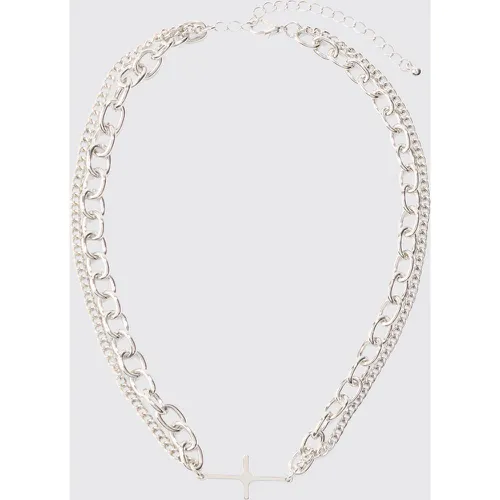 Cross Pendant Chunky Chain Bracelet In Silver - Boohooman - Modalova