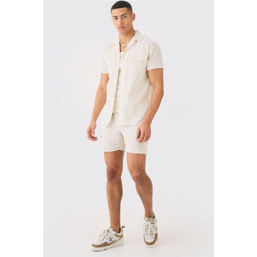 Ensemble en lin à manches courtes avec chemise cargo et short - M - Boohooman - Modalova