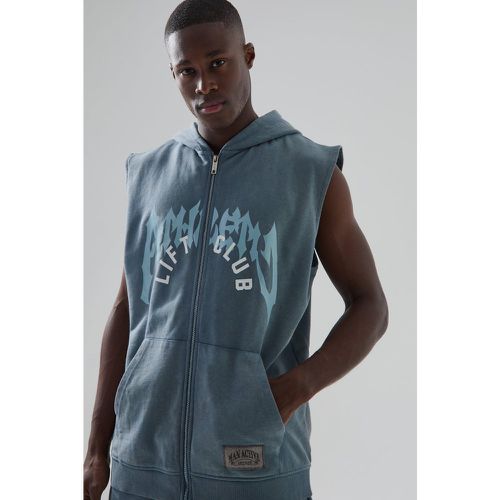 Sweat à capuche oversize délavé sans manches - MAN Active - S - Boohooman - Modalova