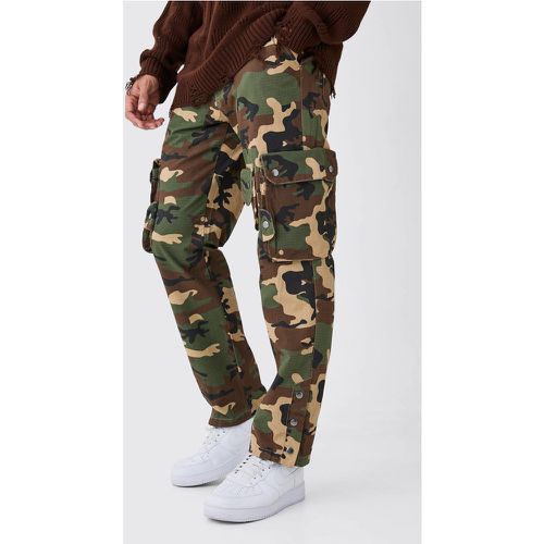 Pantalon droit cargo à imprimé camouflage - Boohooman - Modalova