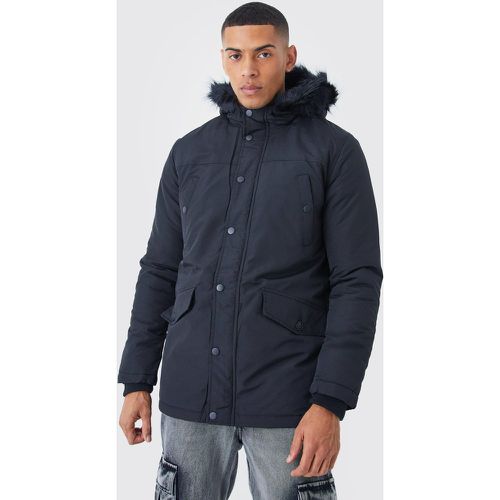 Parka à capuche avec bordure en fausse fourrure homme - S - Boohooman - Modalova