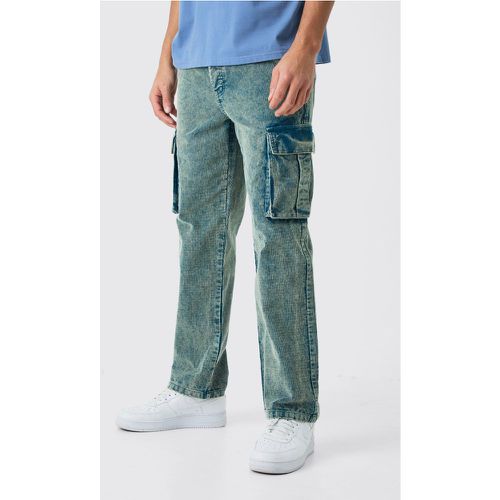 Pantalon cargo large délavé en velours côtelé - 28R - Boohooman - Modalova