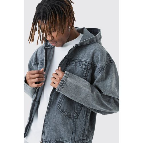 Tall - Sweat à capuche délavé en jean homme - XXL - Boohooman - Modalova