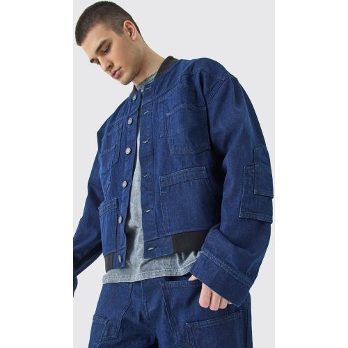 Tall - Bomber en jean à poches multiples homme - S - Boohooman - Modalova
