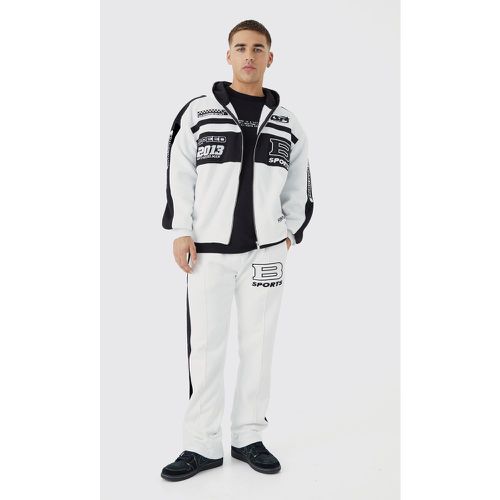 Survêtement oversize zippé avec sweat à capuche et jogging fendu - L - Boohooman - Modalova