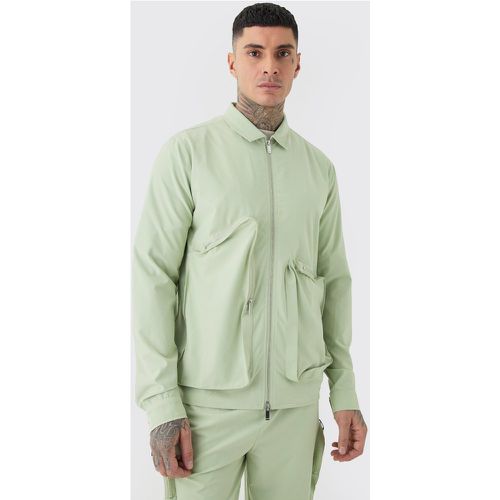 Tall - Veste Harrington technique asymétrique homme - S - Boohooman - Modalova