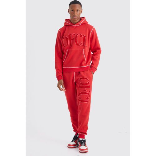 Regular Contrast Stitch Borg Applique Tracksuit - Boohooman - Modalova