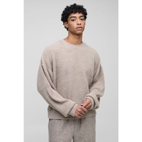 Pull oversize à col ras du cou en maille côtelée - S - Boohooman - Modalova